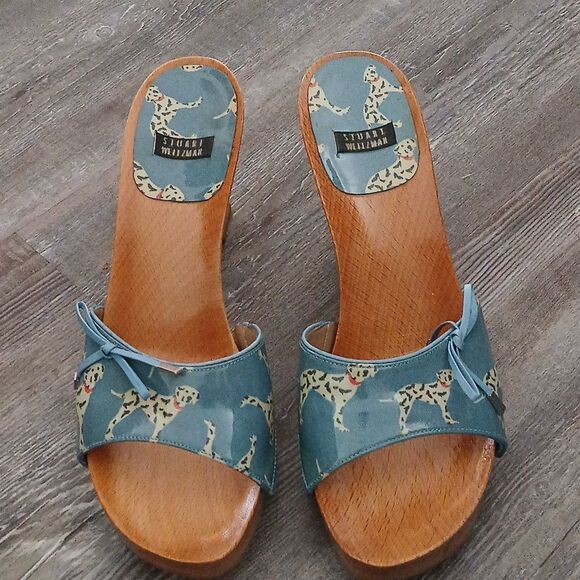 STUART WEITZMAN wooden platform wedge sandals Sz 7 EUC - Picture 2 of 11